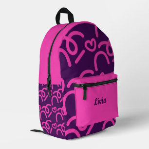 Mochila Impresa Corazones Neón/Oscuro/Rosa Personalizados