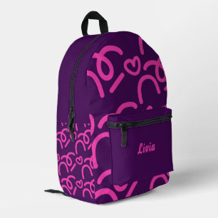 Mochila Impresa Corazones Neón/Oscuro/Rosa Personalizados