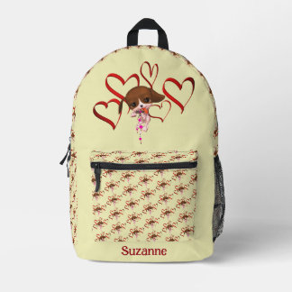 Mochila Impresa Corazones rojos de cachorro beagle lindo personali