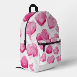 Mochila Impresa Corazones rosados acuarela arte digital