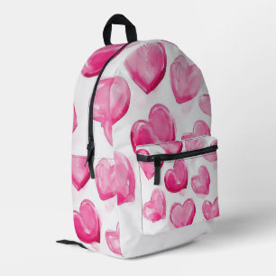 Mochila Impresa Corazones rosados acuarela arte digital