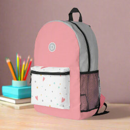 Mochila Impresa Corazones rosados de chica lindo de vuelta a la es