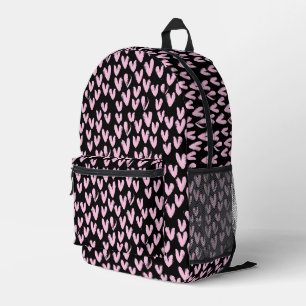 Mochila Impresa Corazones rosados en negro