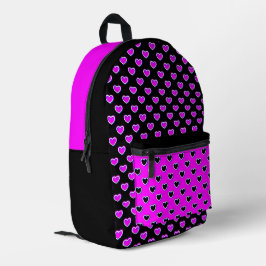 Mochila Impresa Corazones Rosas Negros Impactantes 