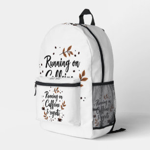 Mochila Impresa Corriendo en cafeína y lamenta la cita estética de