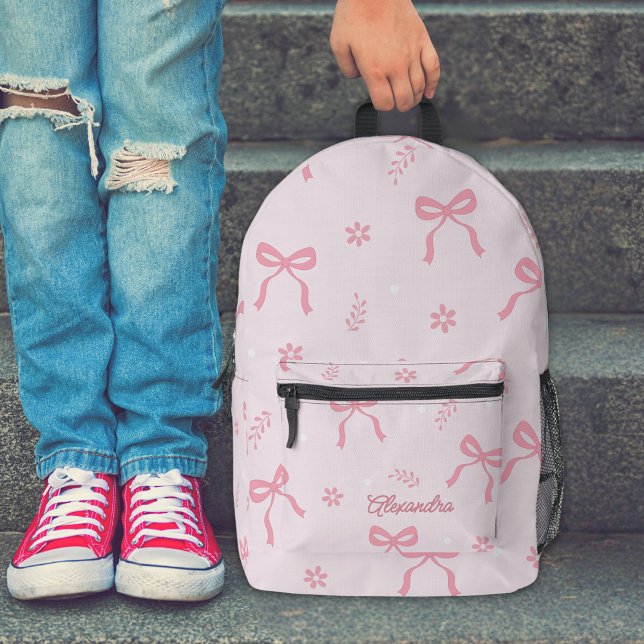 Mochila Impresa Corta Coquette Bows and Blossoms Nombre personaliz (The perfect girly backpack for girls, teens and adults!)