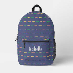 Mochila Impresa Cortar Rayas Púrpuras Monograma Nombre