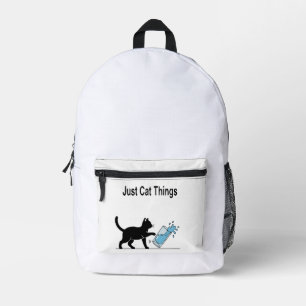 Mochila Impresa 'Cosas Divertidas de Gatos' Gato Negro Derramando 