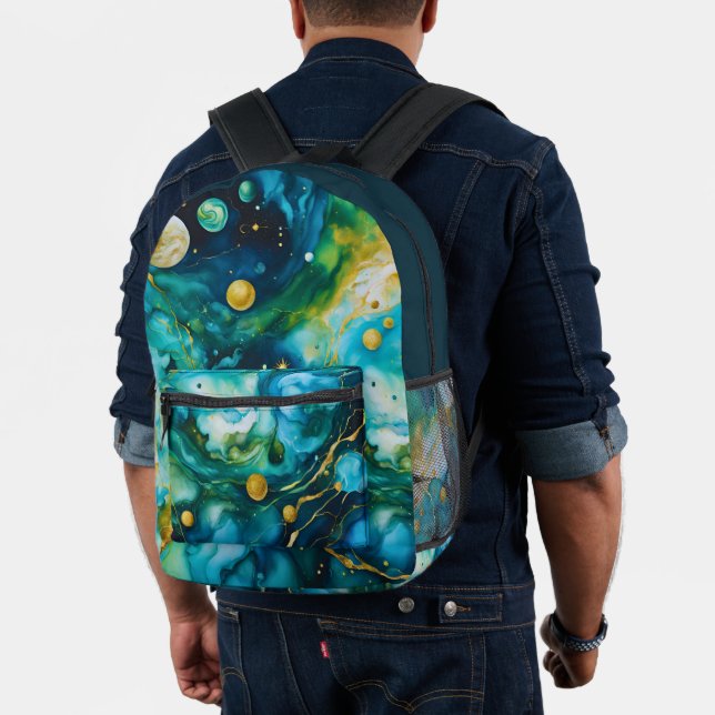 Mochila Impresa Cosmos de tinta azul verde de oro para alcohol (Insitu (Modelo))