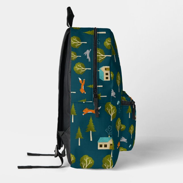 Mochila Impresa Cozy Forest Cabin and Animals (Izquierda)