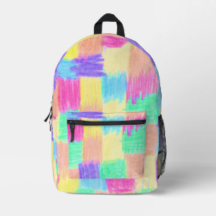 Mochila Impresa Crayon cuadrares doodados