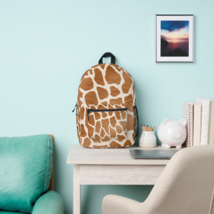 Mochila Impresa Cream Brown Safari Girafa Animal Print