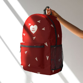 Mochila Impresa Cream Hearts on Burgundy - Minimal Valentine 