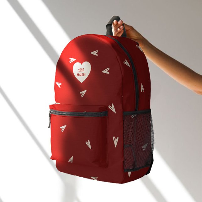 Mochila Impresa Cream Hearts on Burgundy - Minimal Valentine  (Subido por el creador)