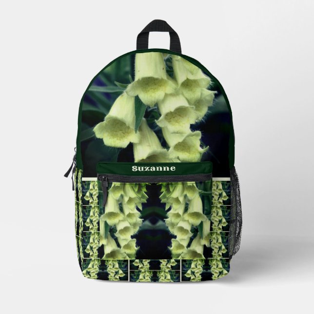 Mochila Impresa Creamy Foxglove Flowers Personalizado (Anverso)