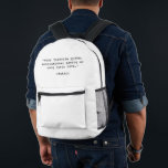 Mochila Impresa Crear su propia cotización<br><div class="desc">Cree su propia copia de respaldo de presupuesto personalizado. Presenta una tipografía de máquina de escribir minimalista.</div>