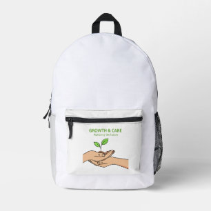 Mochila Impresa Crecimiento y Cuidado Nutriendo el Futuro Inspir