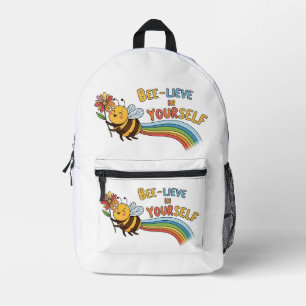 Mochila Impresa Cree en Ti Mismo – Ilustración de Abeja Motivacion