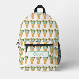 Mochila Impresa Crema de helado de chocolate acuarela personalizad