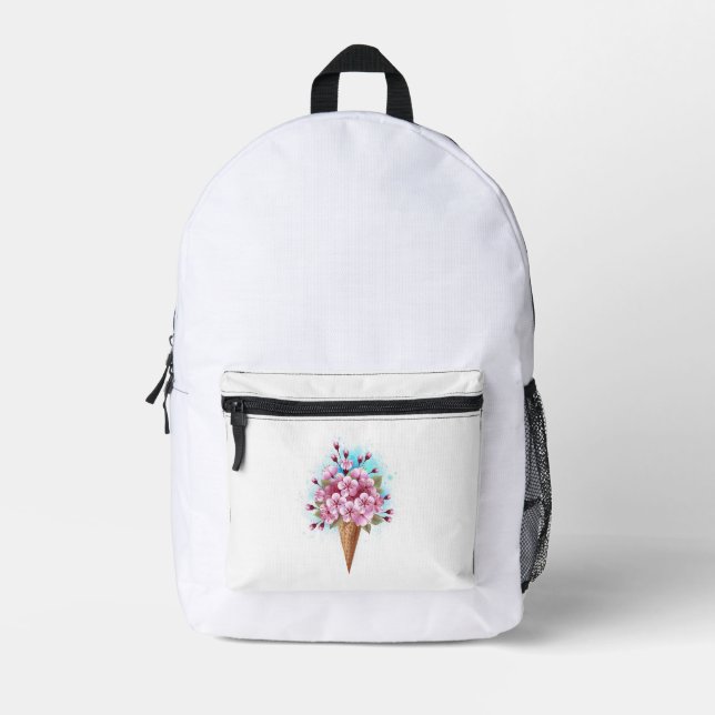 Mochila Impresa Crema rosa de hielo Sakura Waffle Cone (Anverso)