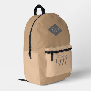 Mochila Impresa Crema/Tan monogramada de dos tonos