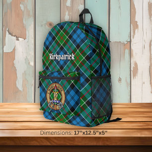 Mochila Impresa Crest de Clan Kirkpatrick sobre tartán