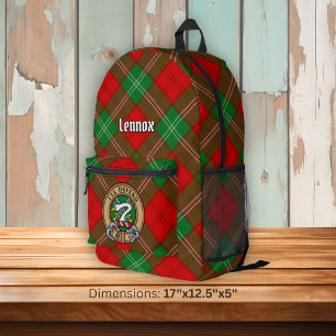 Mochila Impresa Crest de Clan Lennox sobre Tartán