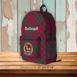 Mochila Impresa Crest de Clan MacDougall sobre tartán