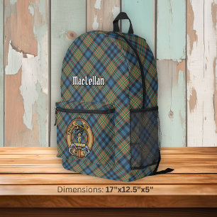 Mochila Impresa Crest de Clan MacLellan sobre antiguo tartán