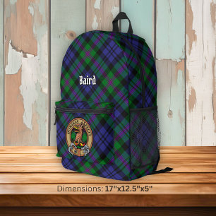 Mochila Impresa Crest del Clan Baird sobre tartán
