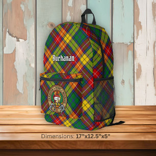 Mochila Impresa Crest del Clan Buchanan sobre tartán