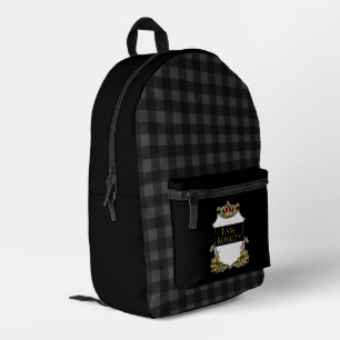 Mochila Impresa Crest Real Corona Real Escudo Dorado Regio