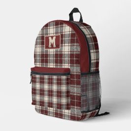 Mochila Impresa Crimson and cream tartan plaid Oklahoma