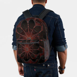 Mochila Impresa Crimson Web: Baile fractal con la araña de la espa