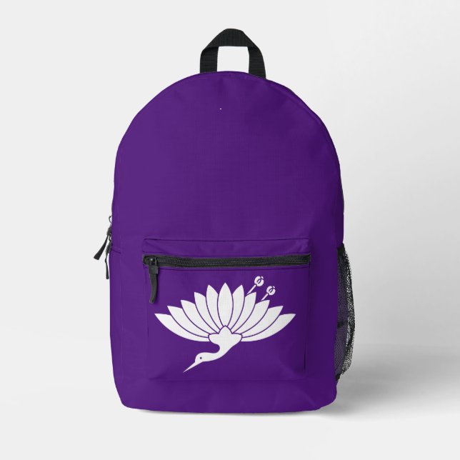 Mochila Impresa crisantemo en forma de grulla (Anverso)