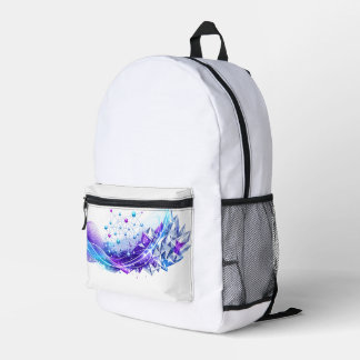 Mochila Impresa Cristal de Red Futurista Azul Púrpura Abstracto