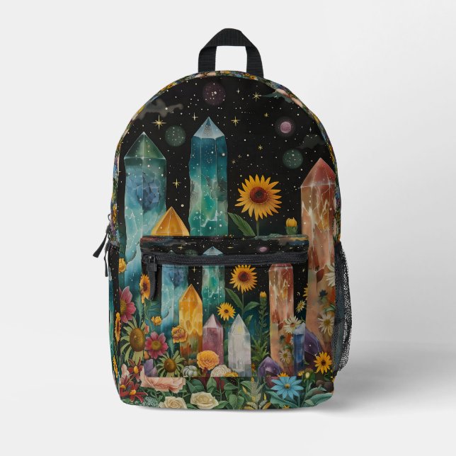 Mochila Impresa Cristales Y Flores (Anverso)