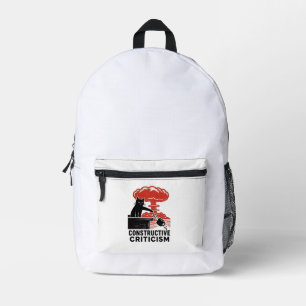 Mochila Impresa Crítica Constructiva Divertida de Gato Linograbado