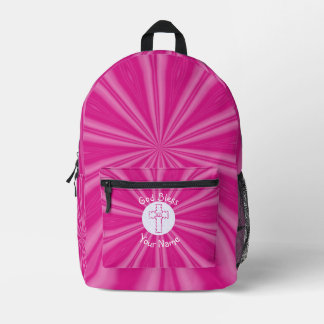 Mochila Impresa Cruz cristiana de Zig Zag rosa personalizada