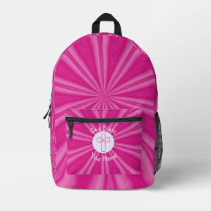 Mochila Impresa Cruz Cristiana Zig Zag Rosa Personalizada