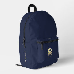 Mochila Impresa Cruz de cráneos dorados y huesos Estilo oscuro azu