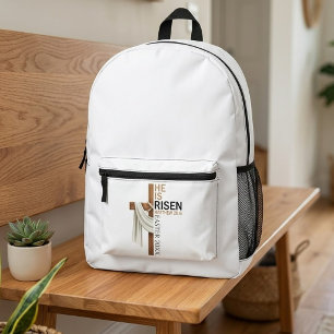 Mochila Impresa Cruz de Pascua Vintage Personalizada Él ha Resucit