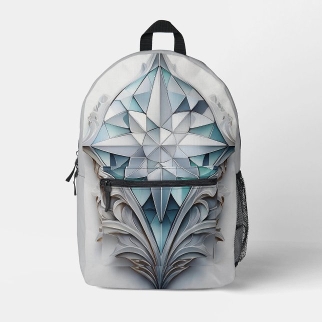 Mochila Impresa Cruz decorativa geométrica azul (Anverso)