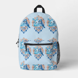 Mochila Impresa Crystal Blue Bunny and Blue Jay Heart