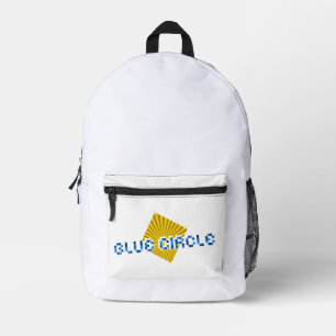 Mochila Impresa Cuadrado amarillo con vigas y texto de píxeles opu