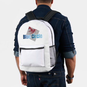Mochila Impresa Cuadrado Gris con Mancha Roja y Texto de Círculo A
