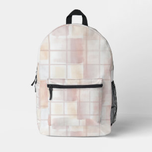 Mochila Impresa Cuadrados de crema bronceada rosa rubor