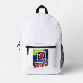 Mochila Impresa Cuadrados de rebeldes verdes y púrpura con hexácul