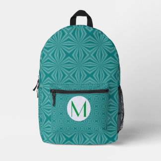 Mochila Impresa Cuadrados ondulados turquesa y círculo blanco con 