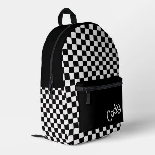 Mochila Impresa Cuadrados personalizados en negro y blanco